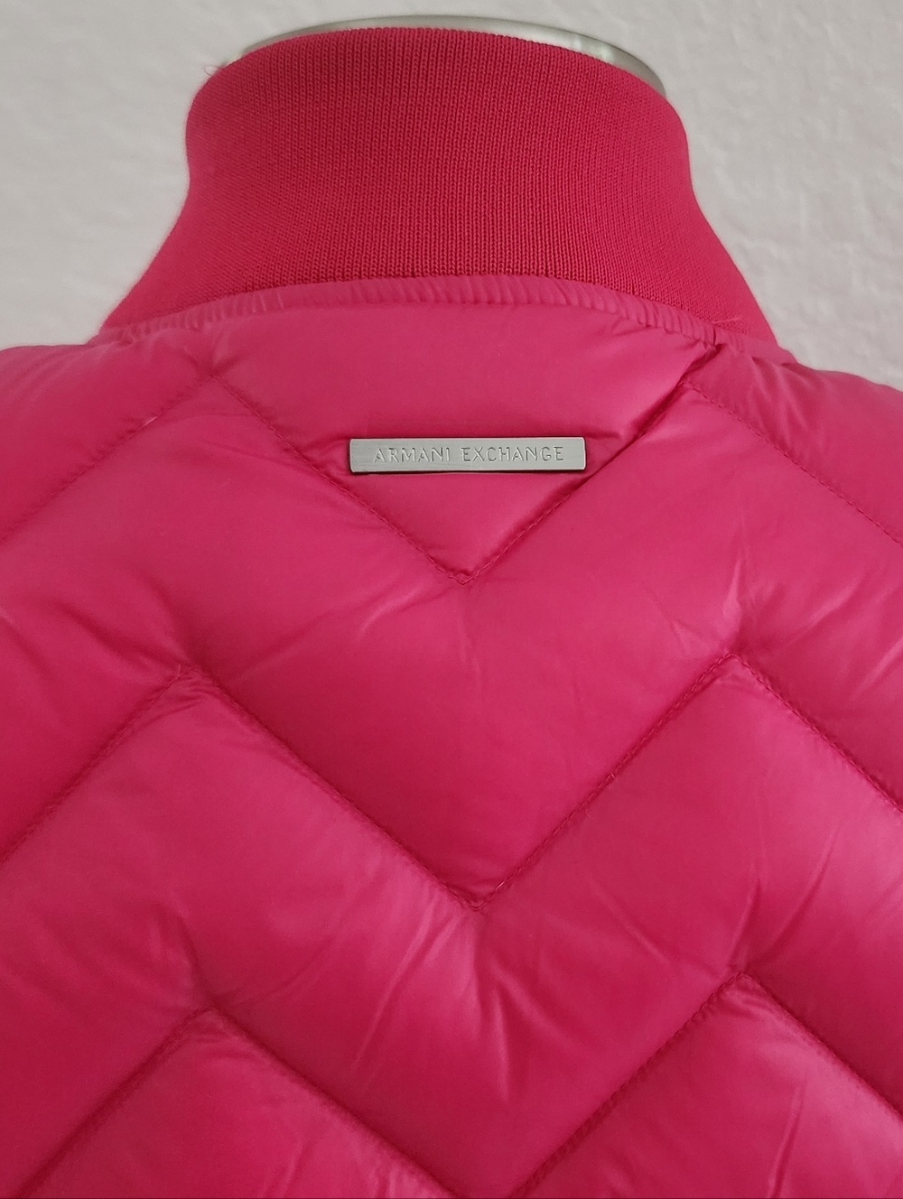 ARMANI EXCHANGE | Fuchsia Quilted Bomber Jacket - Women - Picture 9 of 12